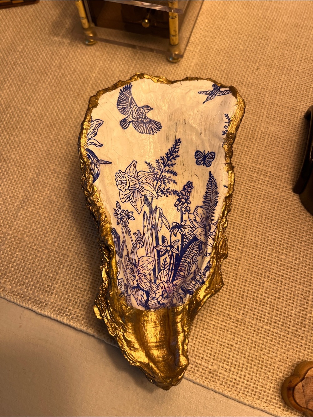 Gold decoupage oyster shell
